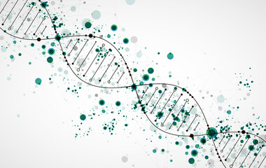 Science template, wallpaper or banner with a DNA virus molecules.  Vector illustration.