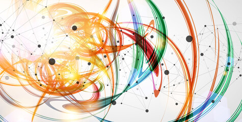 Abstract swirling colored background for design works. Futuristic geometric composition.