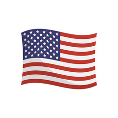 USA flag on white background. Cartoon vector illustration.