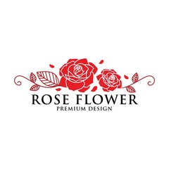Rose flower wedding logo monogram icon vector template.
