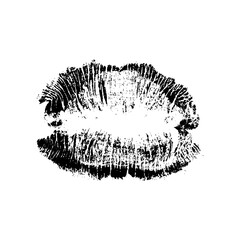 Lips track print. Stamp of mouth isolated on white background. Vector illustration.