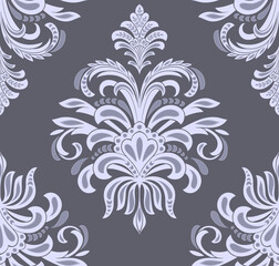 Damask seamless pattern element. Vector classical luxury old fashioned damask ornament, royal victorian seamless texture for wallpapers, textile, wrapping. Vintage exquisite floral baroque template.