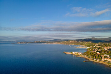 Fototapeta na wymiar Aerial view of Les Issambres seafront in French Riviera (South of France)