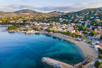 Aerial view of Les Issambres beach in French Riviera (South of France)