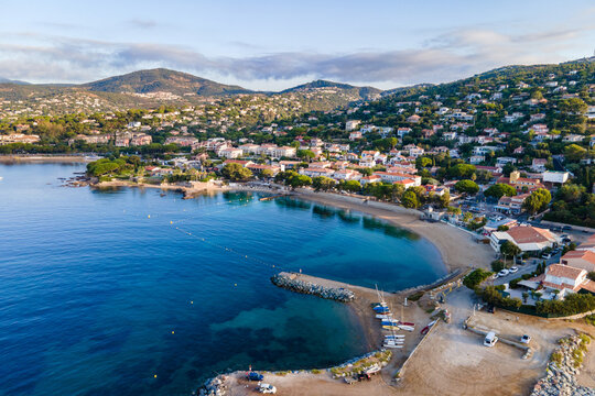 Aerial view of Les Issambres beach in French Riviera (South of France)