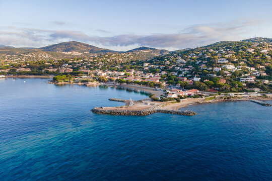 Aerial view of Les Issambres seafront in French Riviera (South of France)