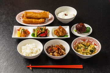 中華料理　集合　Delicious Chinese food group photo