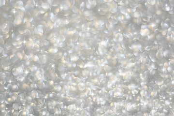 Silver abstract unfocused bokeh background with stars. Sparkling texture