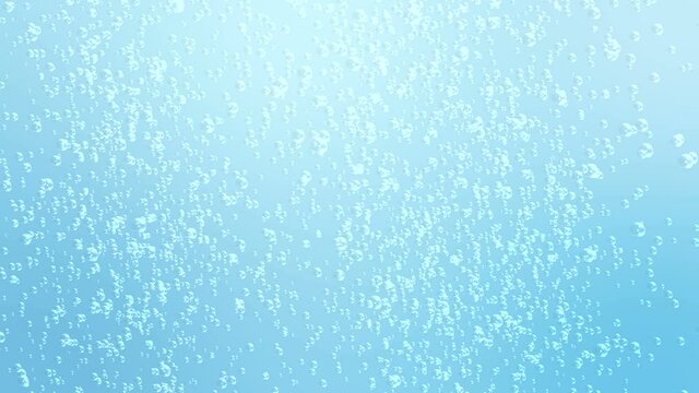 Fine bubbles rising in blue clean liquid or drink. Abstract bubble background. Seamless loopable background.