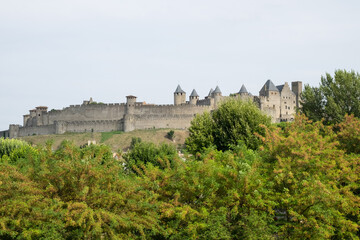 The medieval castle Cit&eacute; de Carcassonne in Occitanie, France