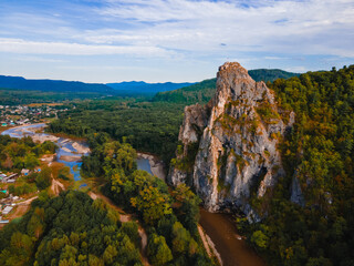 View from above. Dersu rock in the village of Kavalerovo. Under the rock in 1903, Vladimir Arseniev...