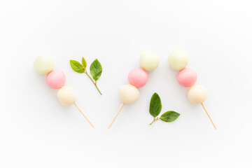 Japanese traditional sweets - dumpling rice cake, top view