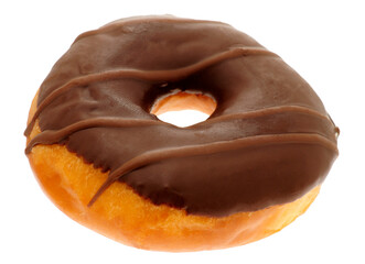 Chocolate ring doughnut on white background