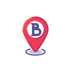 Point B location pin flat icon, vector sign, position B map pointer colorful pictogram isolated on white. Symbol, logo illustration. Flat style design