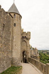 Fototapeta na wymiar The medieval castle Cité de Carcassonne in Occitanie, France