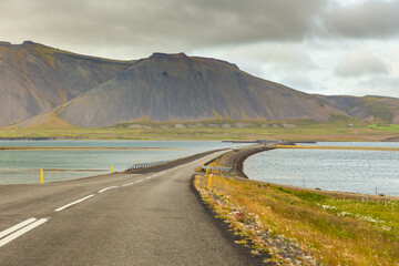 View of the coast of Grundafjordur bay, western Iceland.