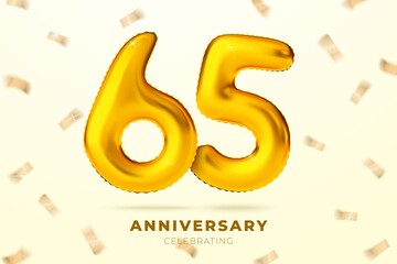 Vector anniversary golden ballons number 65