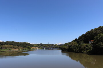 Fototapeta na wymiar 日本の川沿いの公園の景色