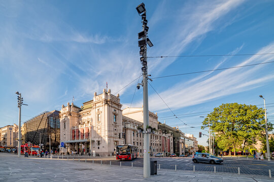 Belgrade, Serbia - August 27, 2020: Building Of National Theatre In Belgrade.