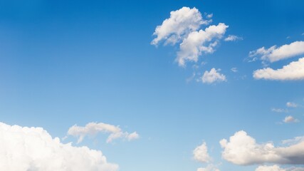 Clear blue sky and beautiful small white clouds, panorama