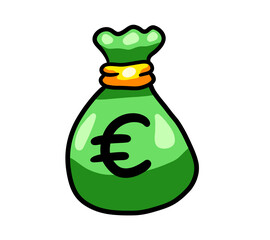 Cartoon Stylized Euro Money Bag