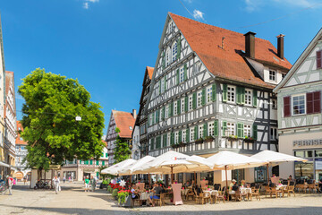 Street cafes and restaurants in pedestrian area, Schorndorf, Schorndorf, Baden-Wurttemberg
