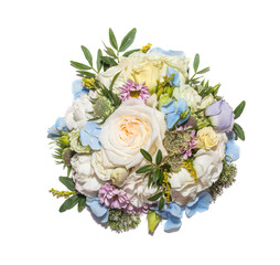 White flowers decor on white background