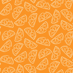 Seamless fruit outline pattern of abstract orange slices

