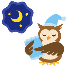 眠るフクロウのイラスト