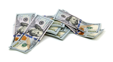 Money american dollar on a white