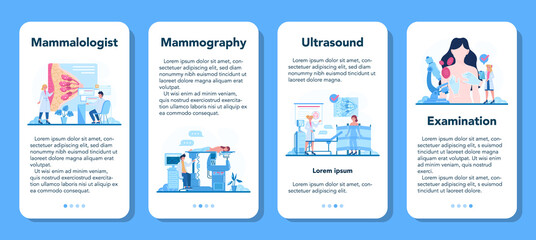 Mammologist mobile application banner set. Idea of healthcare