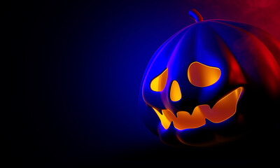 jack o lantern. halloween pumpkin on dark background. 3D illustration