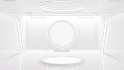 Scientific laboratory or empty white room. Future background and science concept. 3D Render.