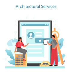 Architecture online service or platform. Idea of building project