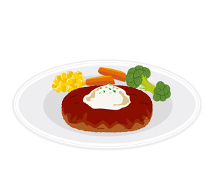 Vector illustration of hamburger steak .