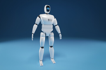 3d illustration. A robot with a monitor on its face in different angles.