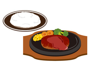 Vector illustration of hamburger steak .