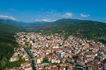 Naklejka premium Aerial view of Florina city in northern Greece