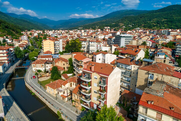 Fototapeta na wymiar Aerial view of Florina city in northern Greece