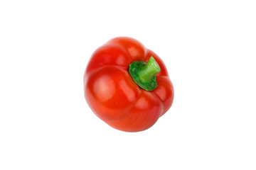 Red raw bell pepper, white background