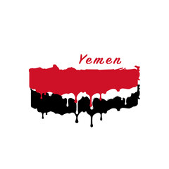 Painted Yemen flag, Yemen flag paint drips. Stock vector illustration isolated on white background