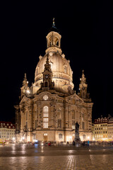 night time view of the Neumarkt Square and Frauenkirche Church in Dresden