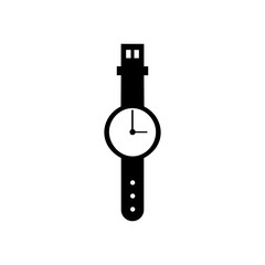 Icon black sign watch on hand. Vector illustration eps 10