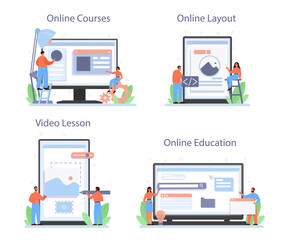 Layout designer online service or platform set. Web development,