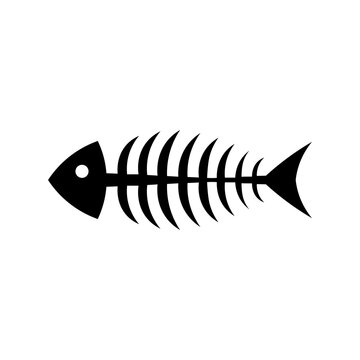 Skeleton fish black sign icon. Vector illustration eps 10