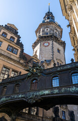Fototapeta premium detail view of the Fuerstenzug Corridor between palace and church in Dresden