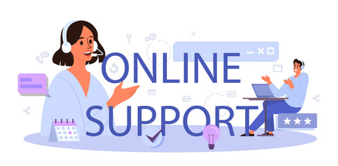 Online support typographic header. Idea of customer service.
