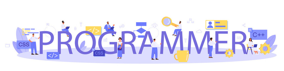 Programmer typographic header. Idea of working on the computer