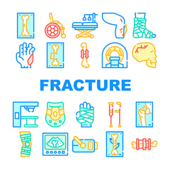 Fracture Accident Collection Icons Set isolated illustration