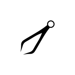 Black tweezers sign outline icon. Vector illustration eps 10
